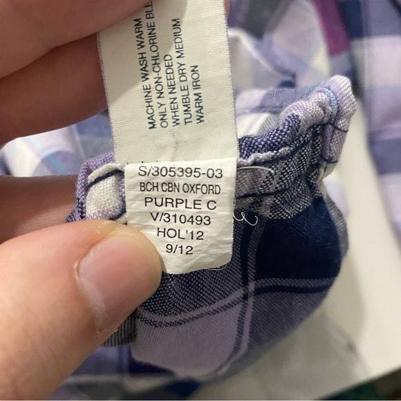 Aeropostale square bottom down shirt pink blue men Sz M - Picture 8 of 8